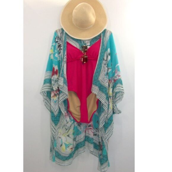 NWT Women's One Size Lightweight Flowy Kimono Swimsuit Cover Up - Picture 8 of 8